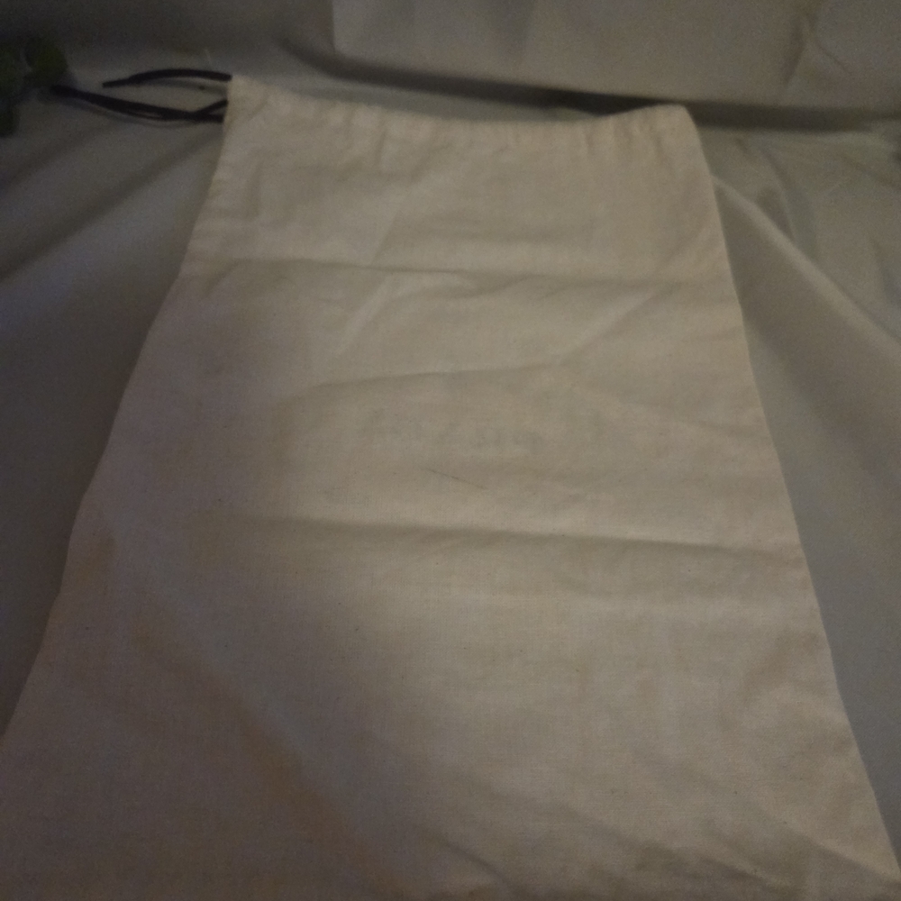 Prada Milano Cotton Dust Bag Drawstring Storage Bag Cream Logo - Picture 3 of 8